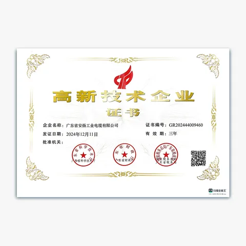 High-tech enterprise certificate (scan)