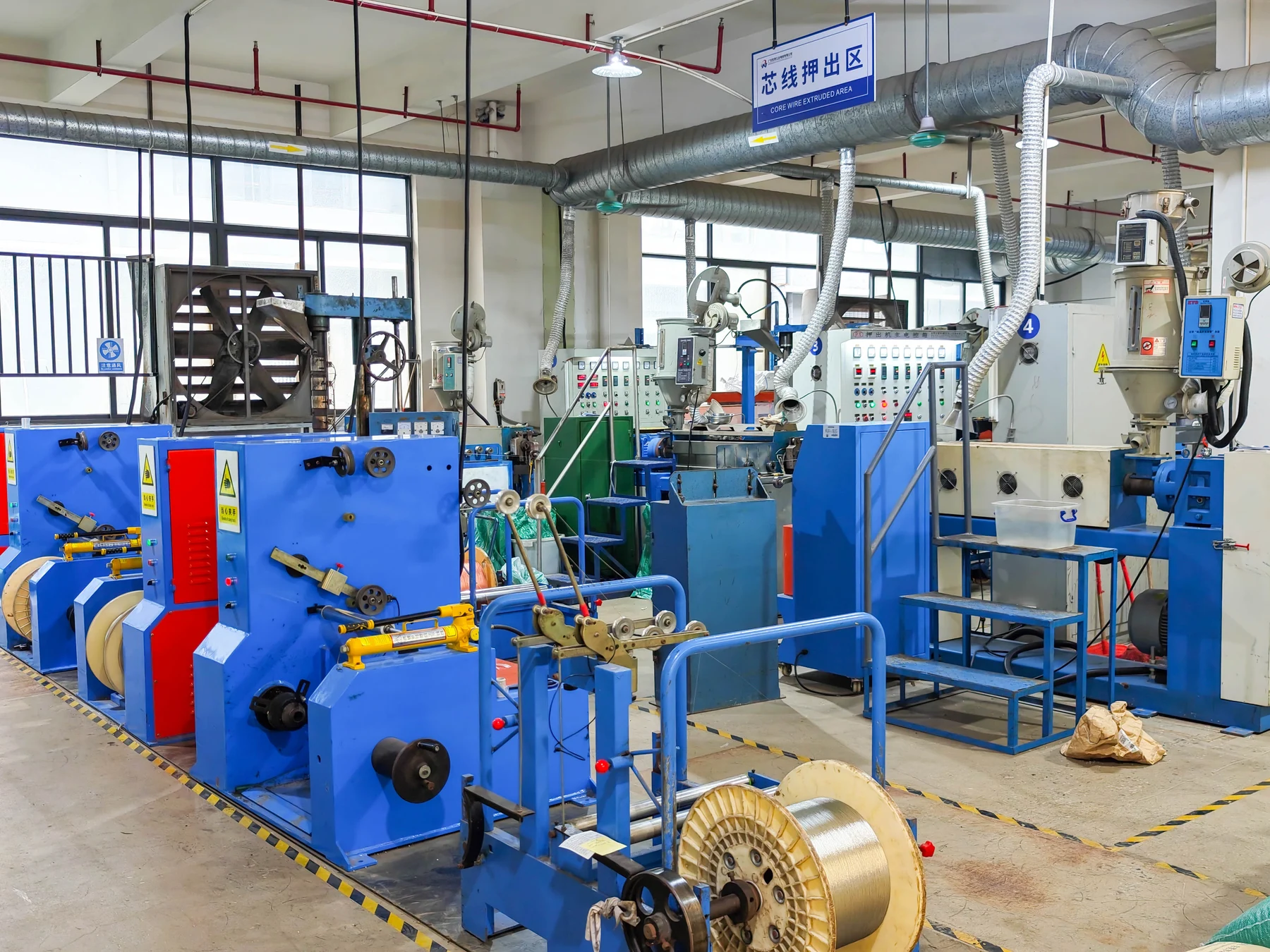 Core extrusion area at ANYANG cable manufacturing base