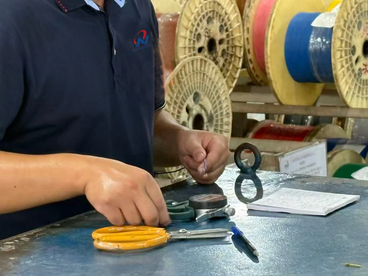 ANYANG operator checking wire with measuring tools and an inspection sheet
