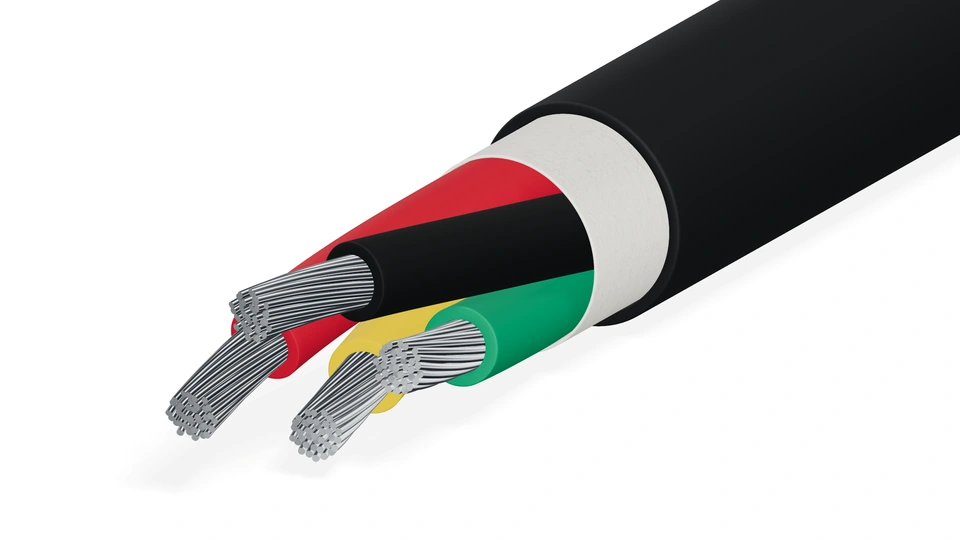 Silicone-sheathed multicore cable construction illustration