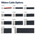 Silicone ribbon cable samples showing two to twelve cores