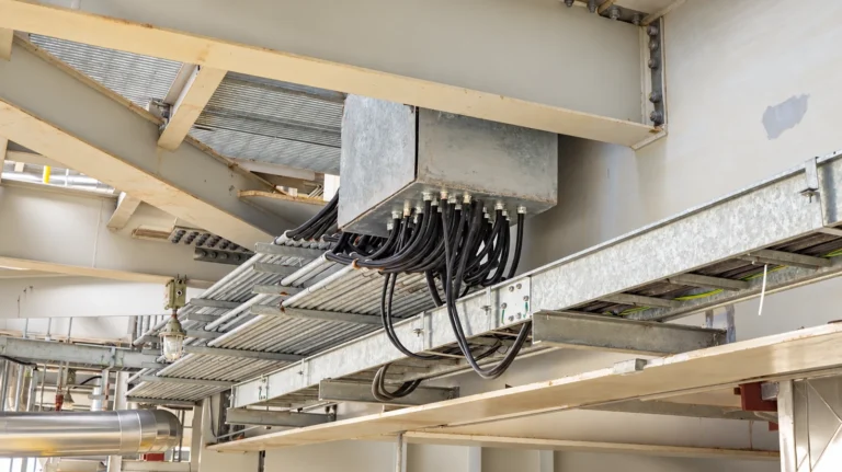 Industrial junction box with cable entries and cable tray