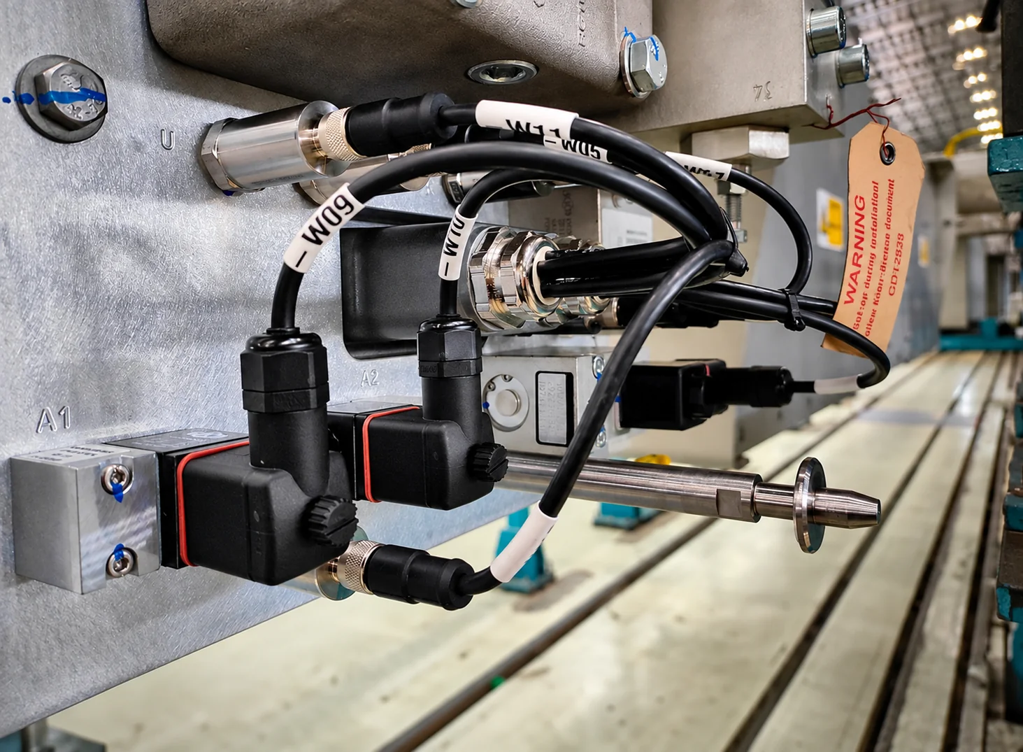 Electrical connectors and sensors on industrial equipment