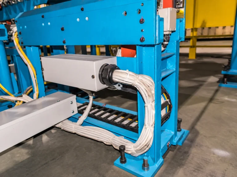 Protected cable bundles at an industrial machine enclosure