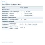 Silicone Hook-Up & Lead Wire — technical specifications
