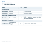 13 AWG Silicone Wire — technical specifications