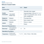 Silicone Coaxial Cable — technical specifications
