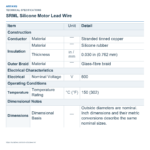 SRML Silicone Motor Lead Wire — technical specifications
