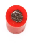 Red silicone wire cut face showing the conductor bundle and insulation.