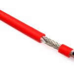 Two-core sample with its braid and stripped conductor ends visible.